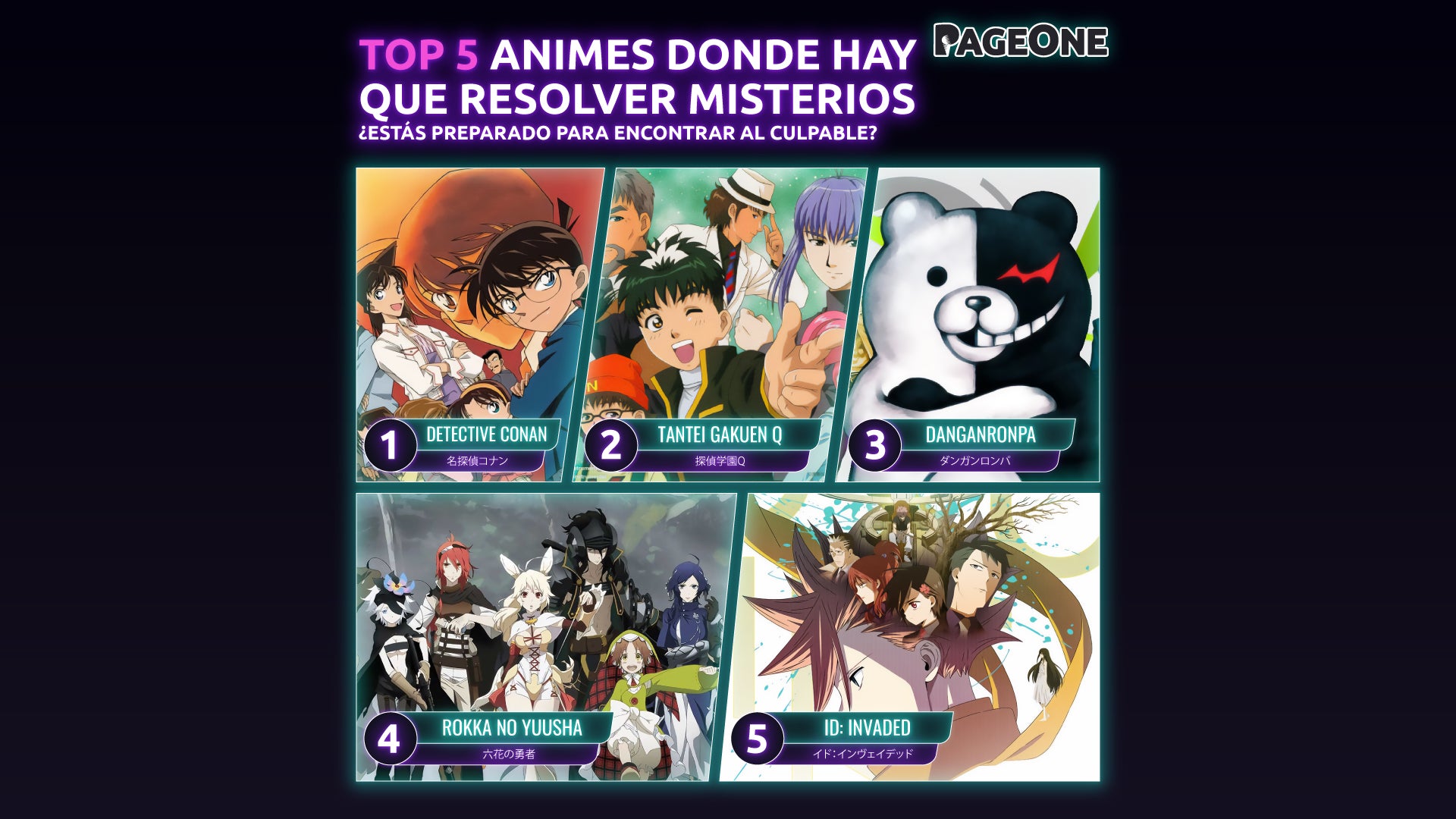 Top 5 animes donde hay que resolver misterios