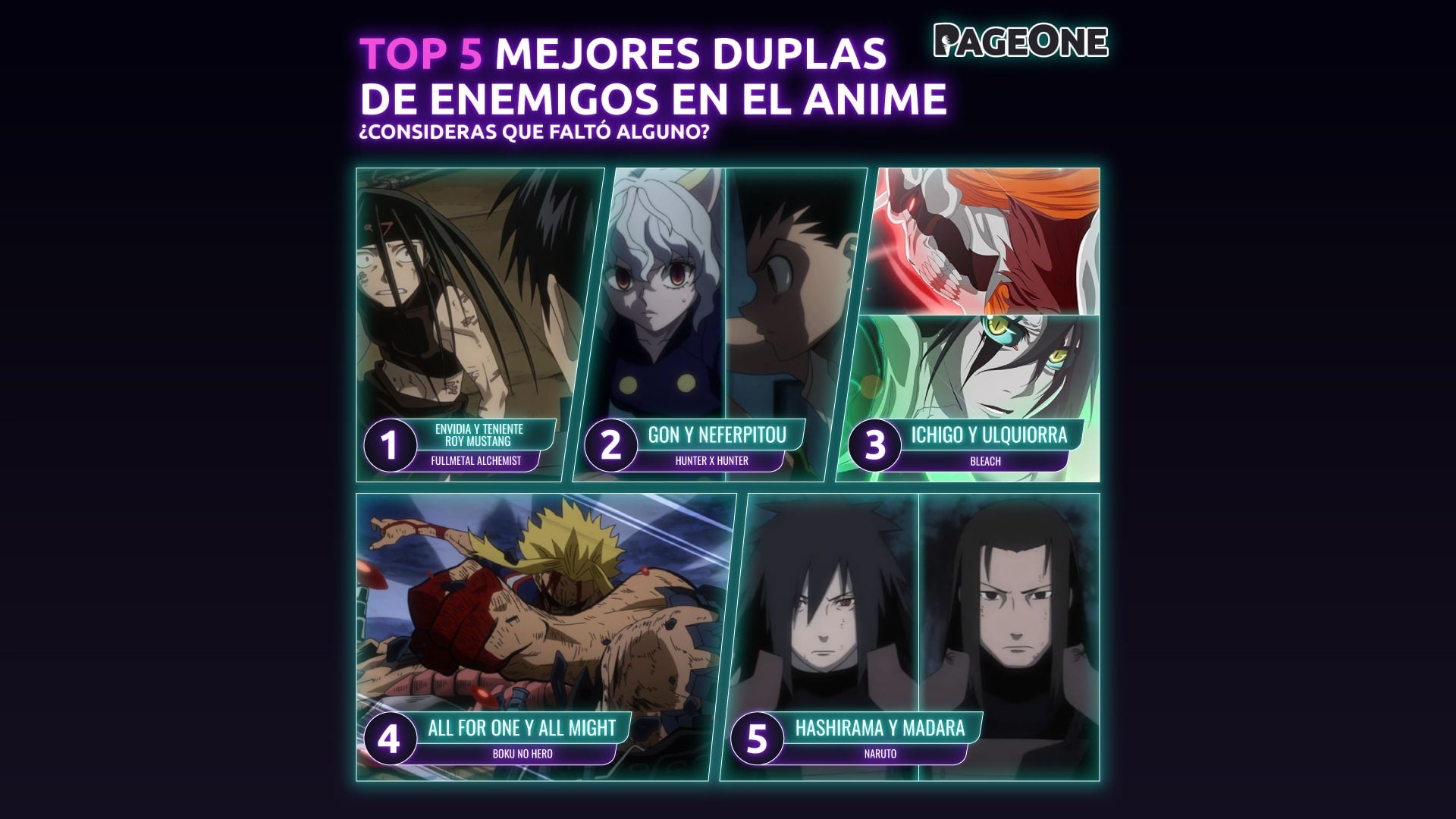 Mejores duplas de enemigos en el anime