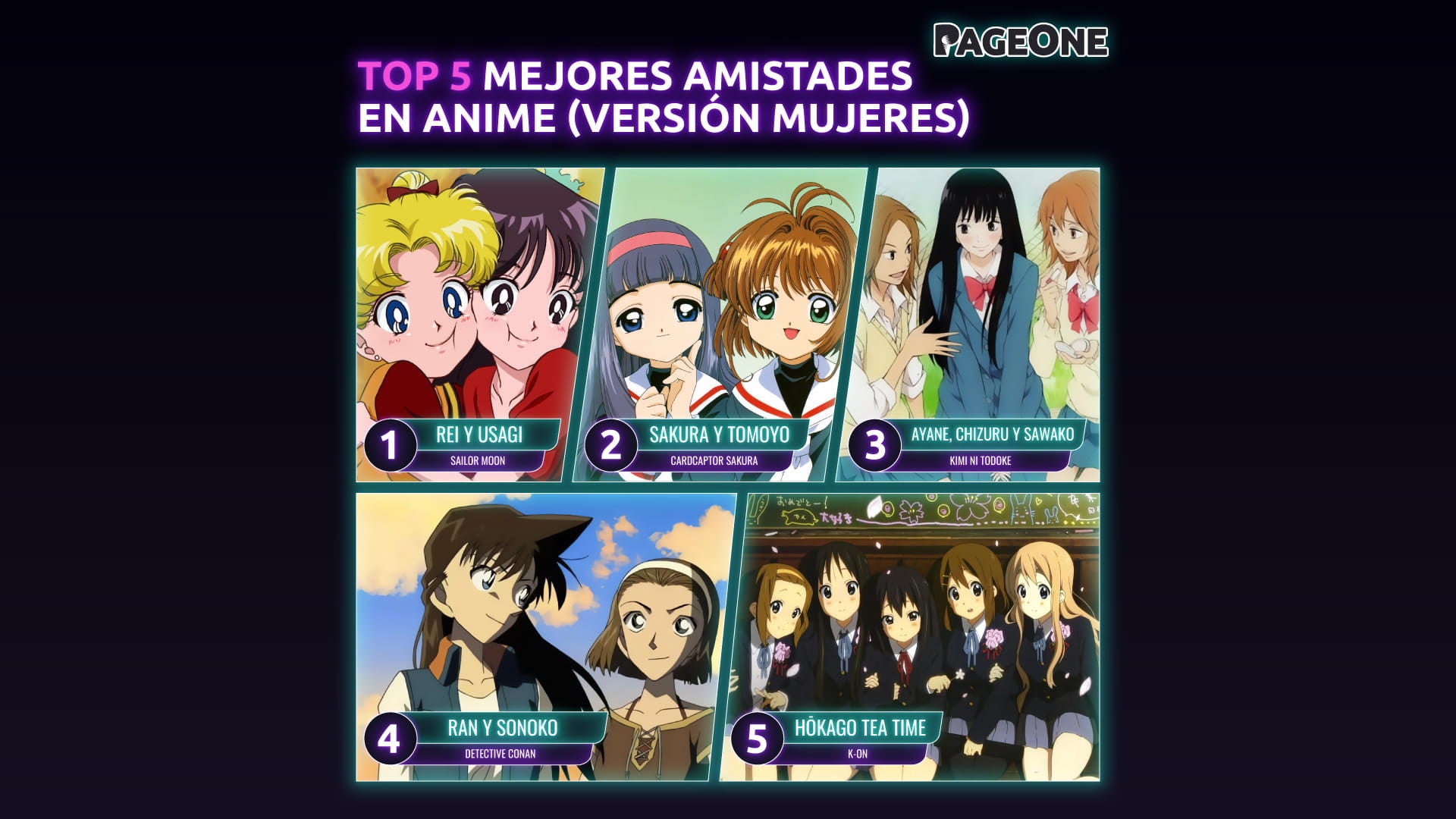 Mejores amistades en anime (versión mujeres)